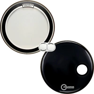 Aquarian 22" SuperKick 1 Clear/ Black Regulator Ported Value Pack - Image 2