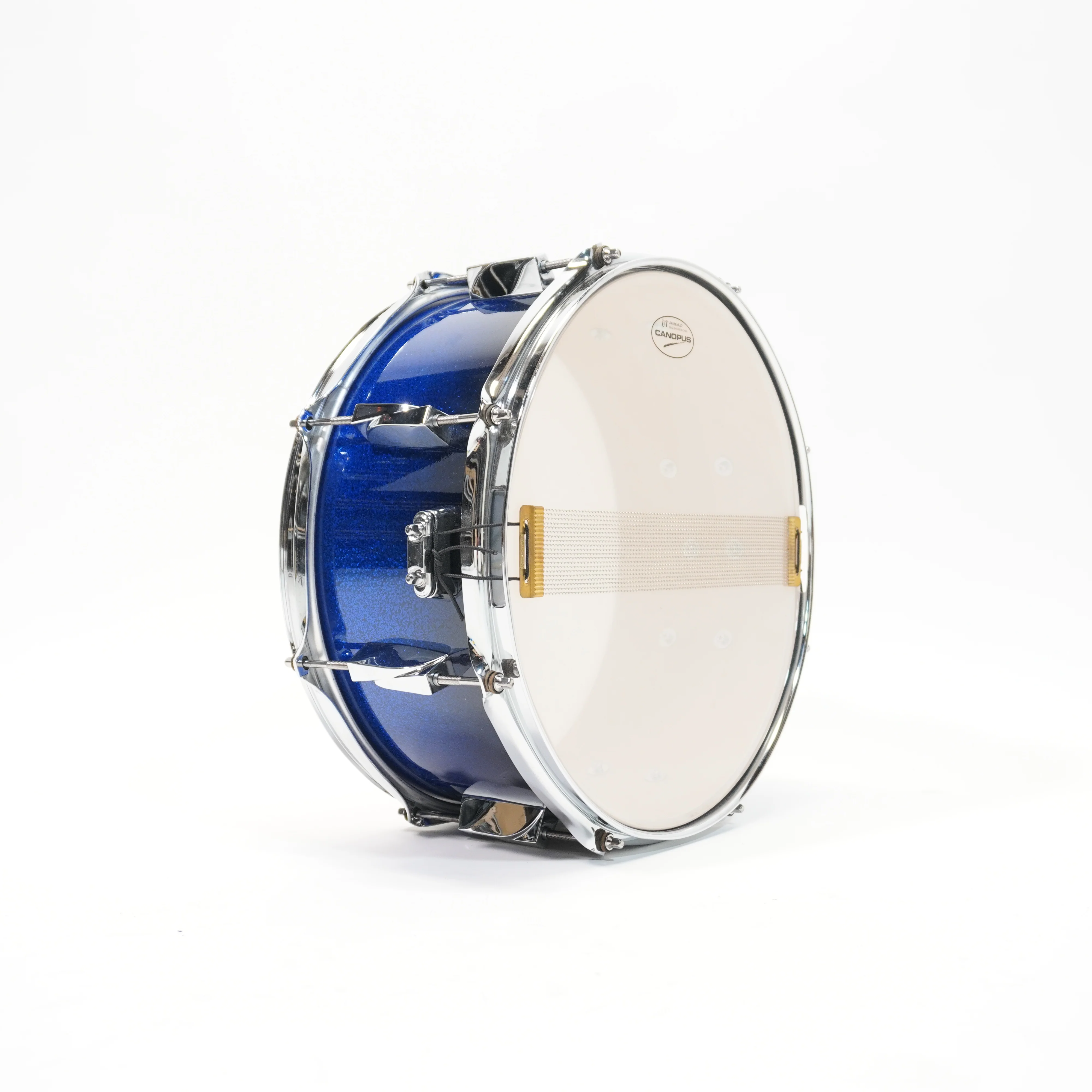 CANOPUS YAIBA 14x6.5 SNARE DRUM IN BLUE SPARKLE - Image 7