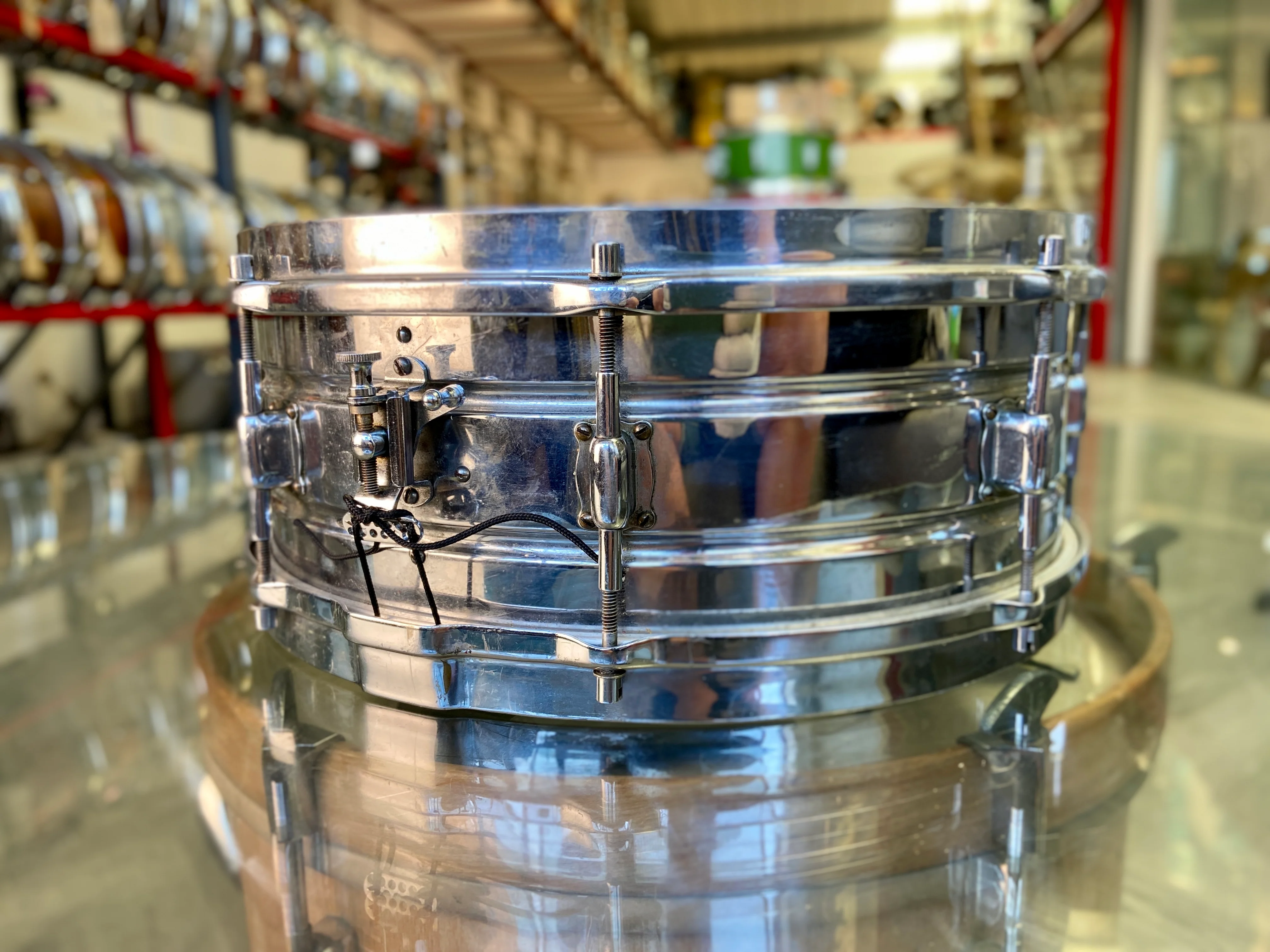 Leedy Elite Professional Model 14" x 5" Nickel Plated Brass Snare Drum - 1920's - Image 2