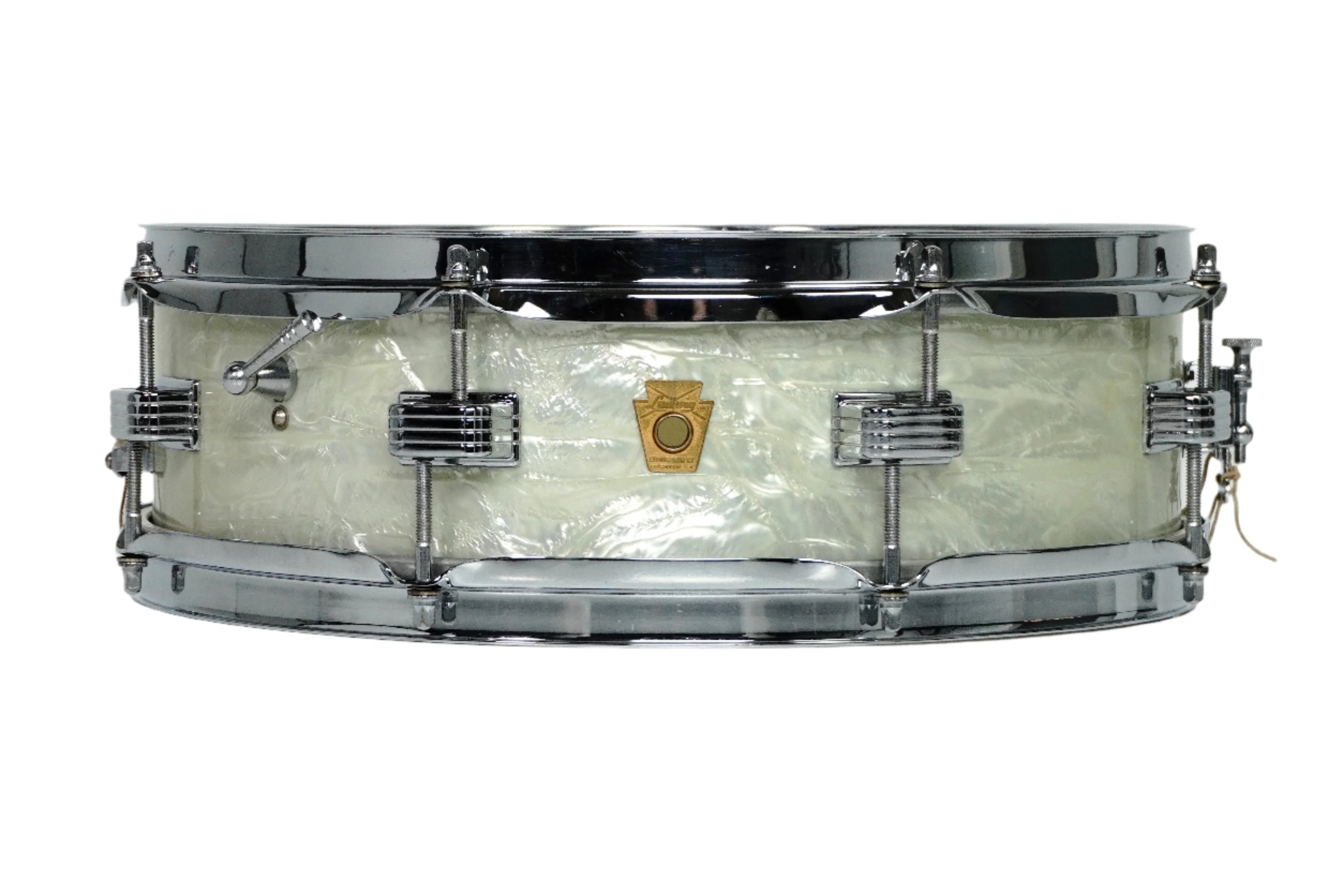 Ludwig 14” x 4” Down Beat Snare Drum in White Marine Pearl 1965