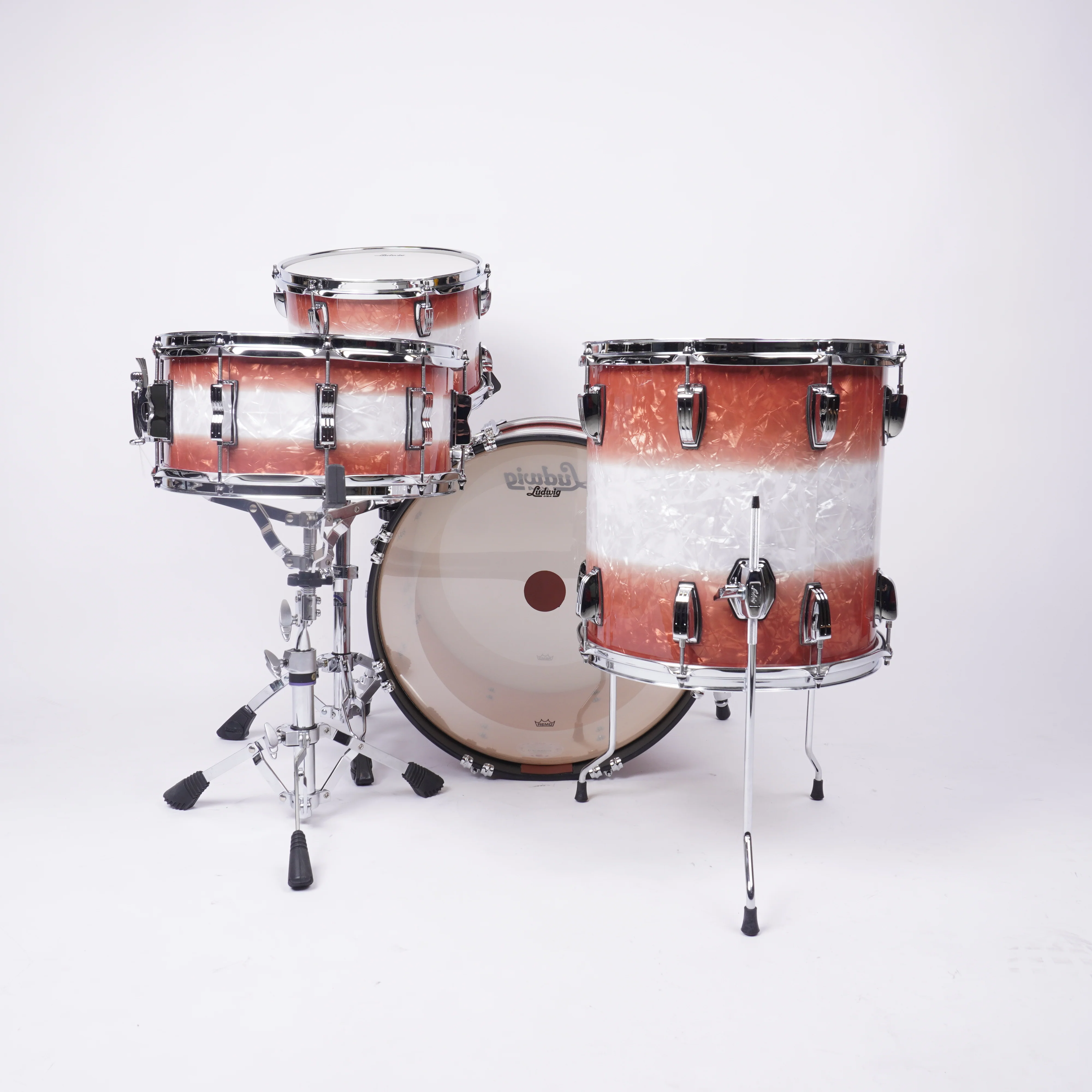 LUDWIG CLASSIC MAPLE DOWNBEAT IN EXCLUSIVE FIRE BURST DESIGNED FOR STEVE MAXWELL 20/12/14/14X6.5 DRUM KIT - Image 4