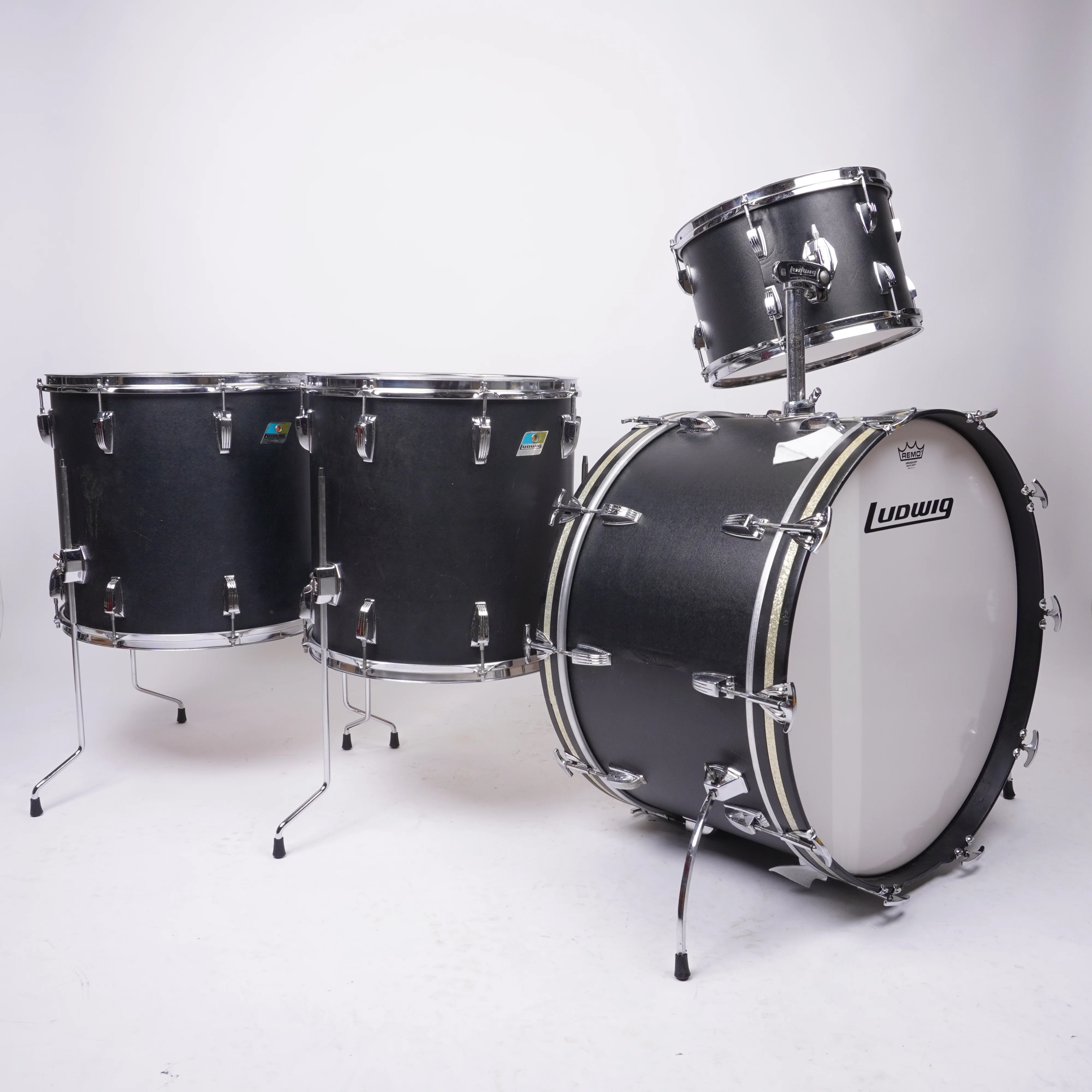 LUDWIG CLASSIC ROCK 4-PIECE DRUM KIT IN MATT BLACK WRAP 24/13/16/18 - Image 2
