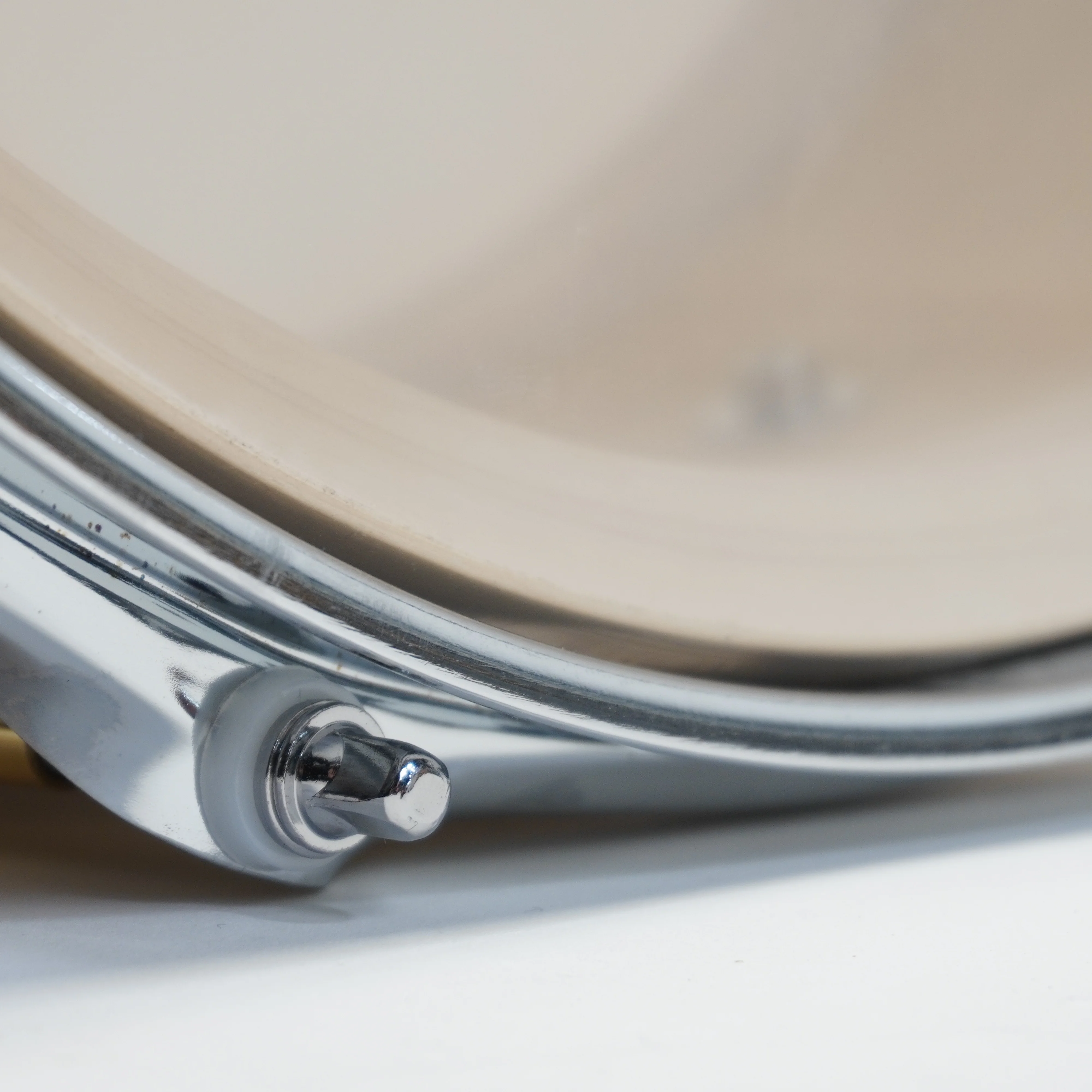 Noble & Cooley Solid Shell Tulip Snare 5X14 - Natural Satin, Brass Hardware, Flanged Chrome Hoops - Image 10