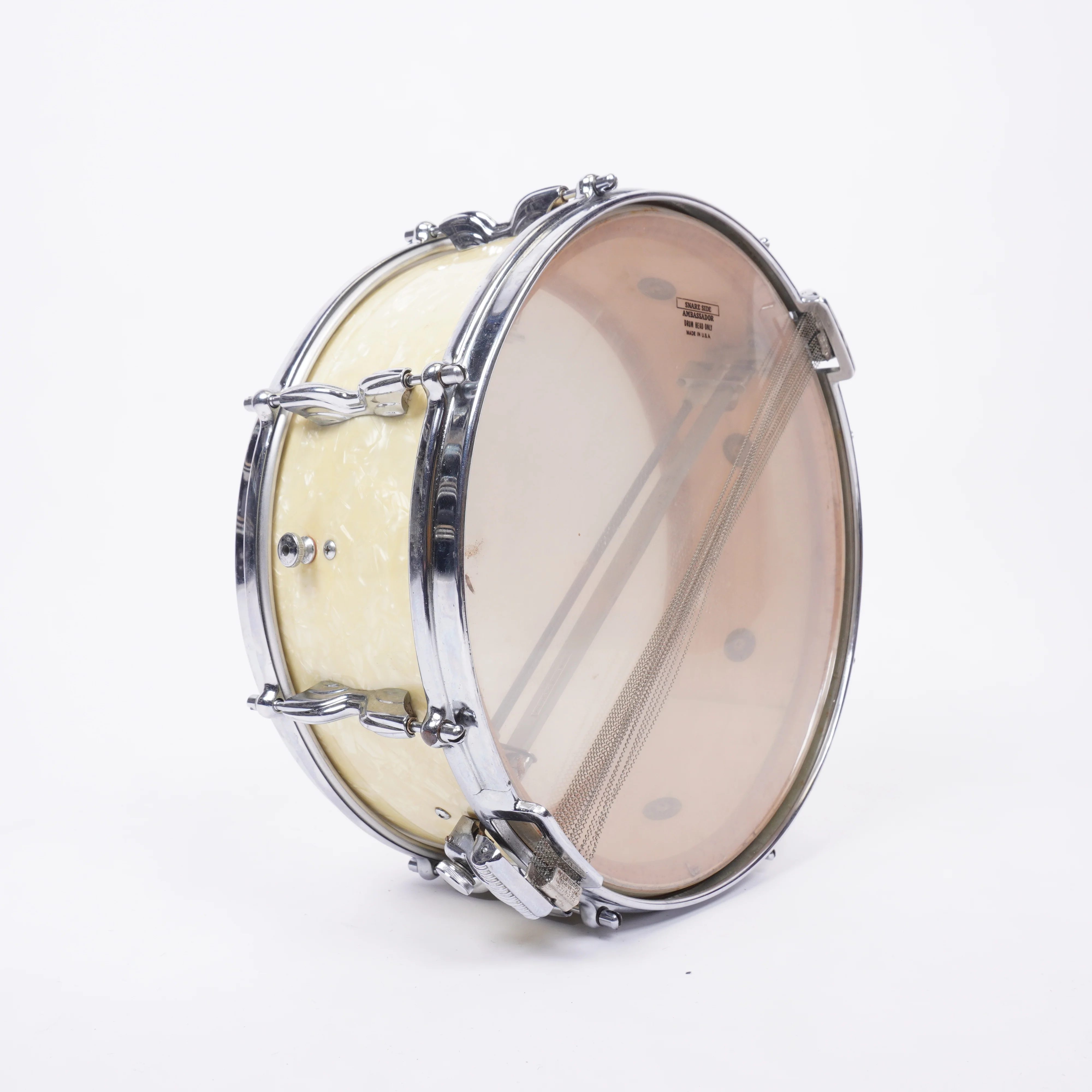 Premier Royal Ace 14x5.5 Snare Drum 1960s - White Marine Pearl - Collector Grade - Image 6