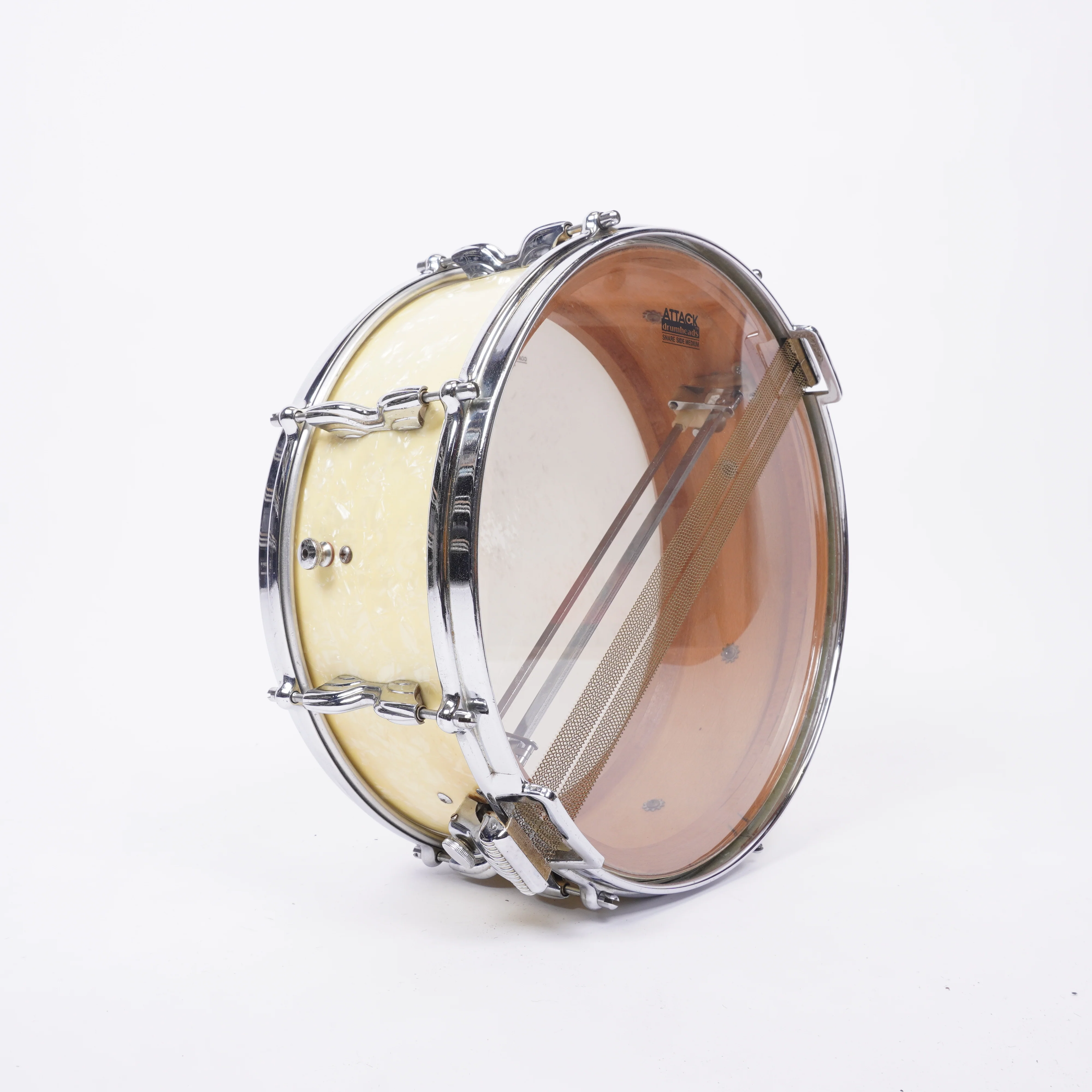 Premier Royal Ace 14x5.5 Snare Drum 1960s - White Marine Pearl - RARE Beech Shell - Collector Grade - Image 6