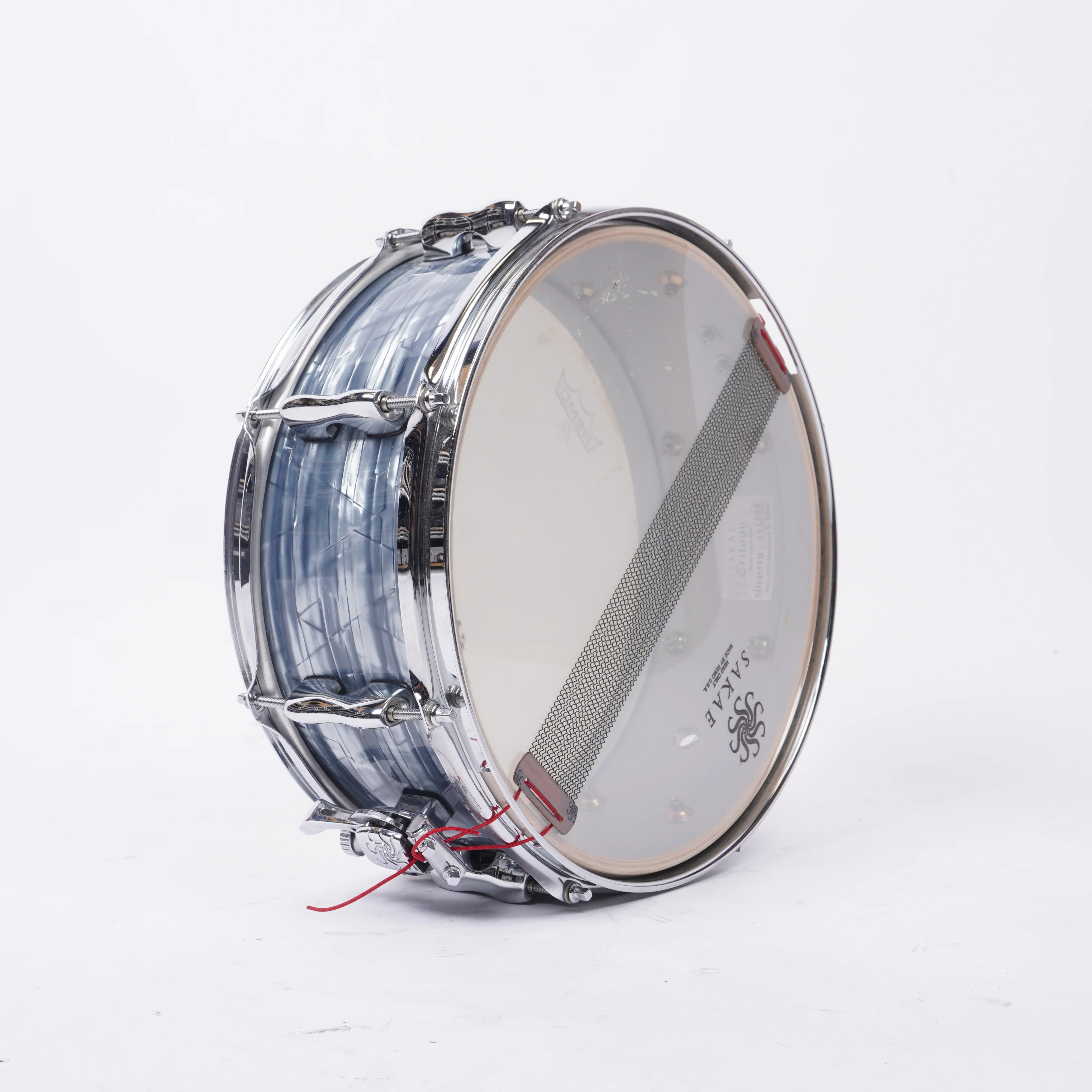 SAKAE TRILOGY 14" X 5.5" SNARE DRUM - SKY OYSTER BLUE - Image 8