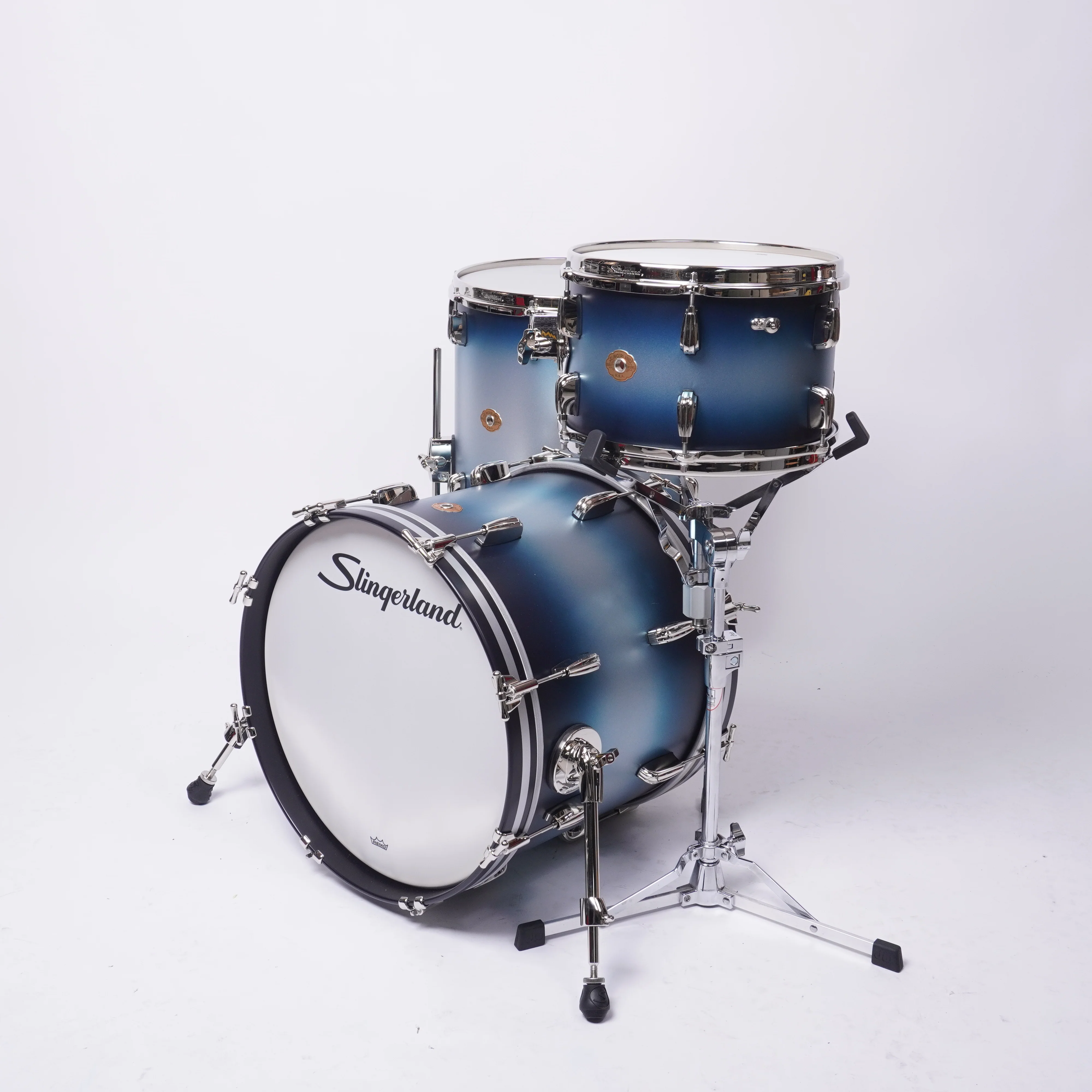 Slingerland 18" Radio King 3pc Kit BDP BLUE & SILVER LACQUER SPRAY - Image 3