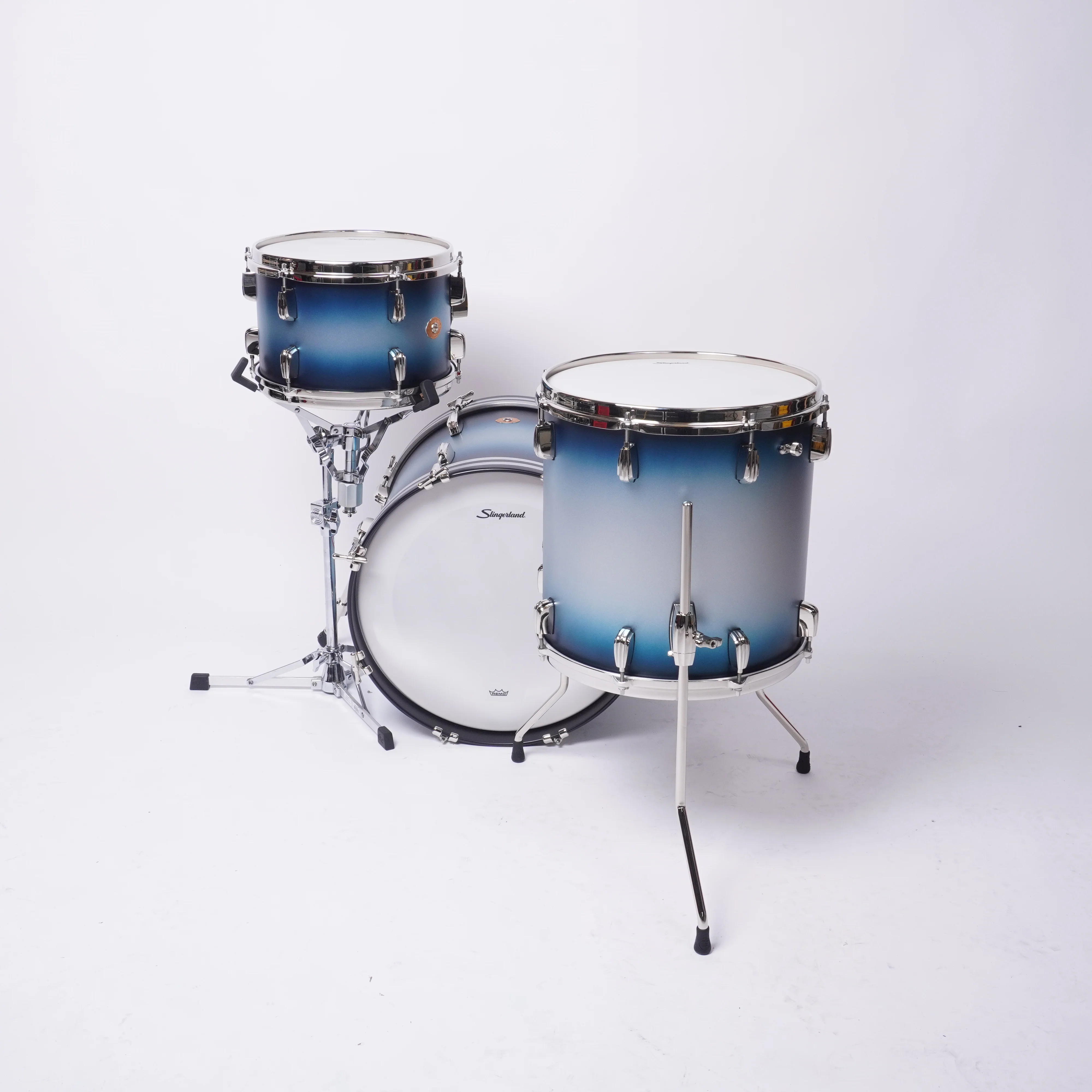 Slingerland 18" Radio King 3pc Kit BDP BLUE & SILVER LACQUER SPRAY - Image 4