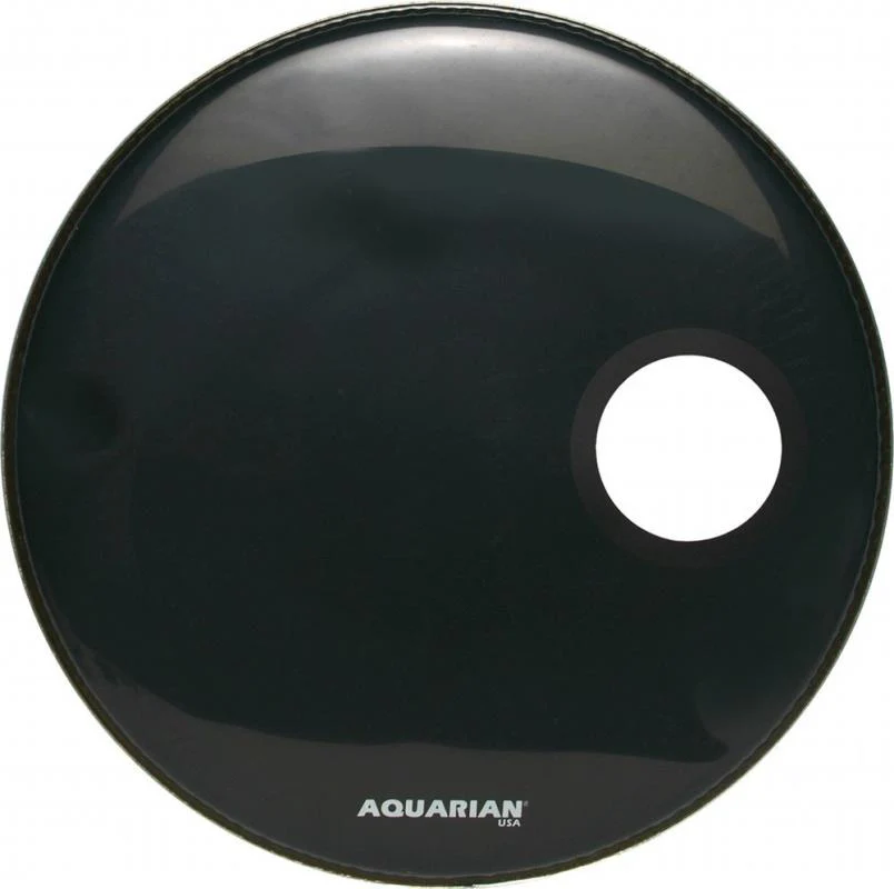Aquarian Small Offset Port GLOSS BLACK Resonant Bass Drum Head - SMPTCC