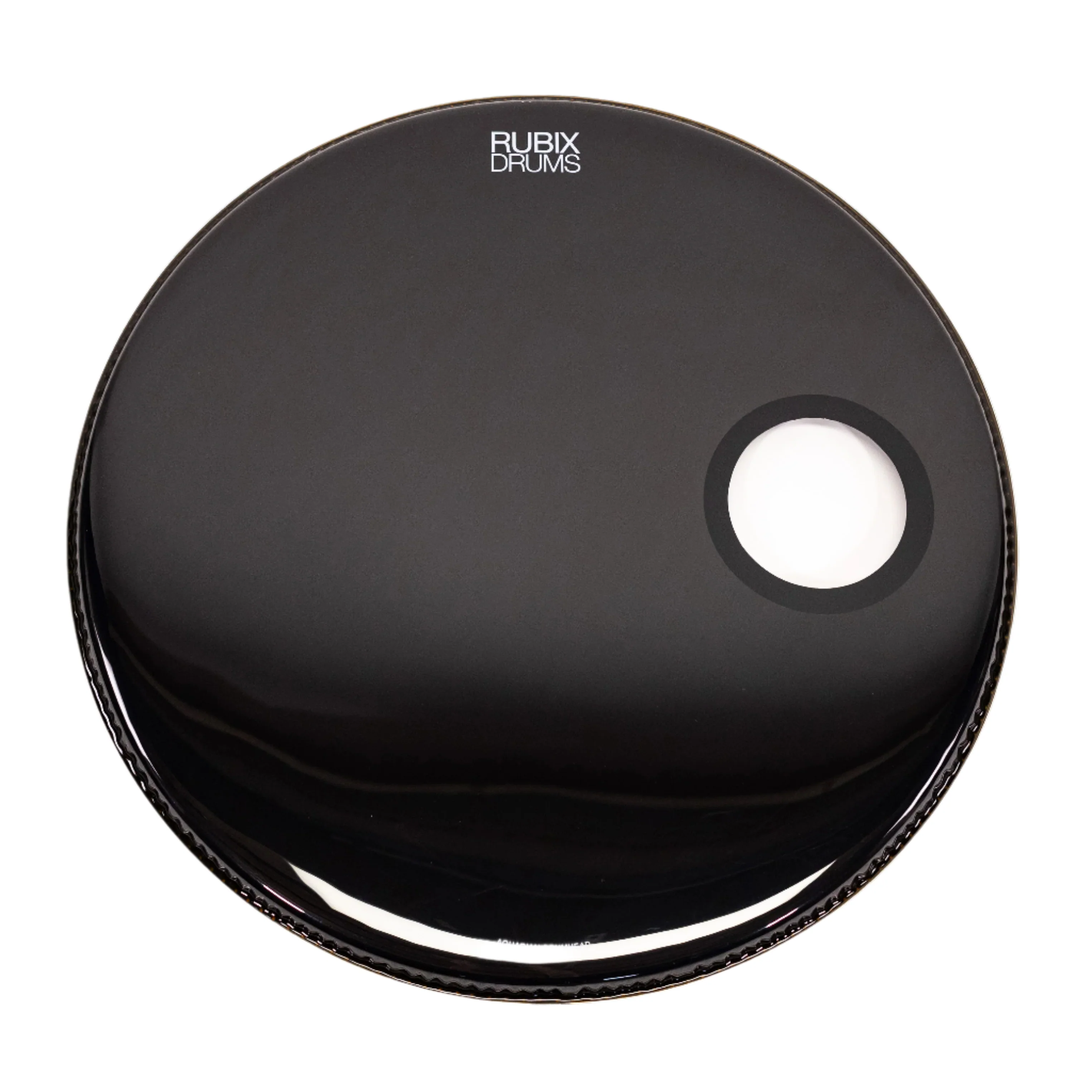 Aquarian Small Offset Port GLOSS BLACK Resonant Bass Drum Head - SMPTCC - Image 2