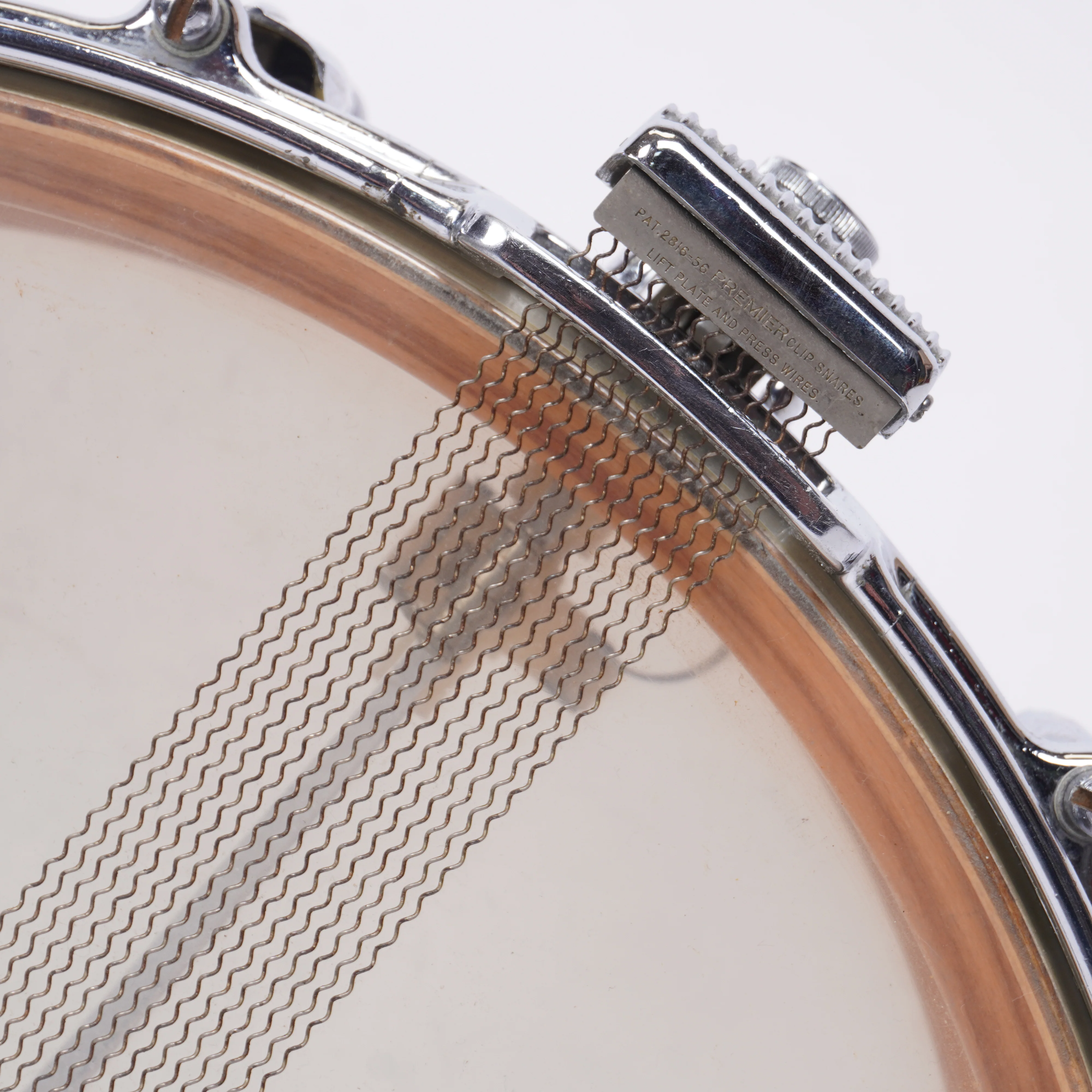VINTAGE PREMIER ROYAL ACE 14"x 4" SNARE DRUM IN VINTAGE MARINE PEARL - Image 11