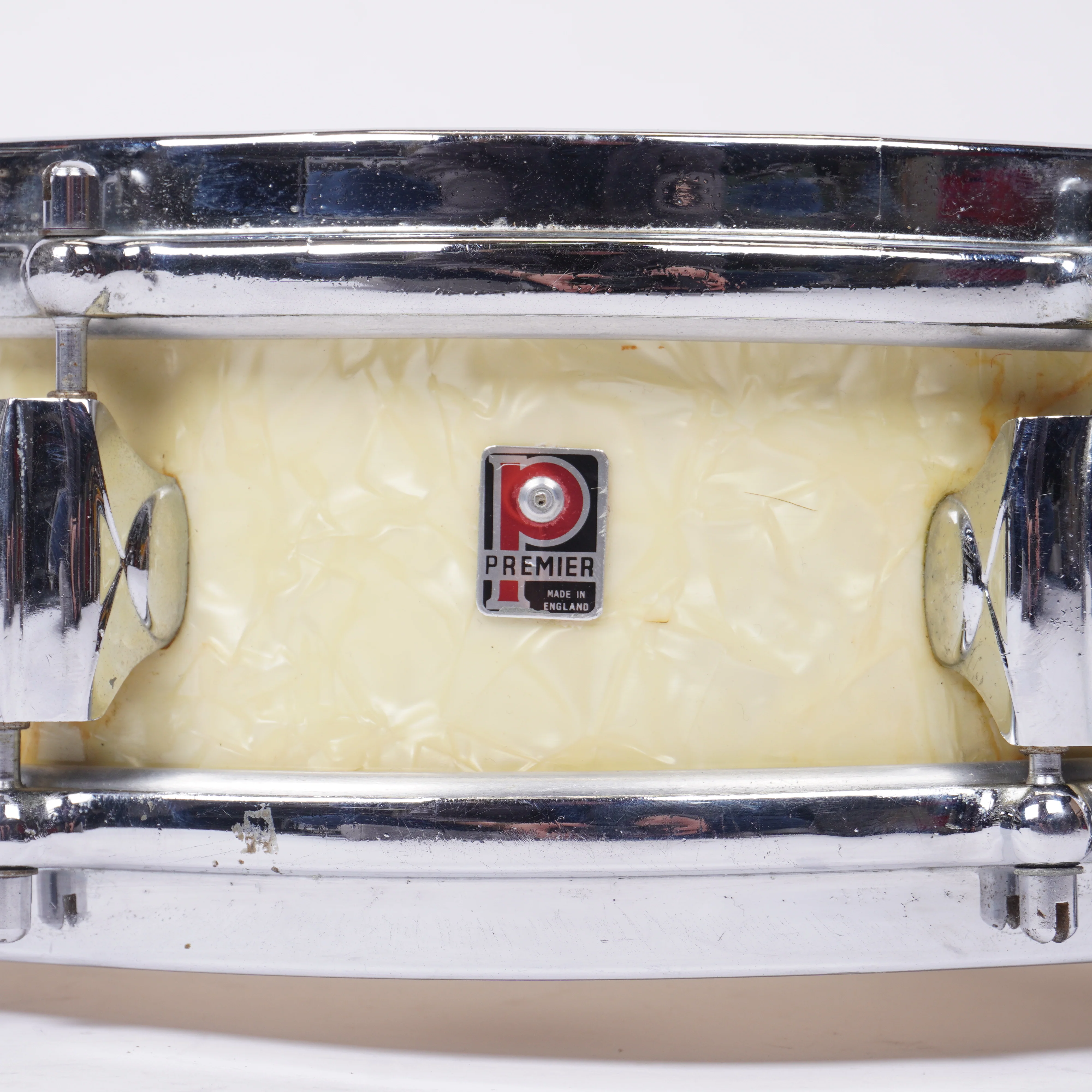 VINTAGE PREMIER ROYAL ACE 14"x 4" SNARE DRUM IN VINTAGE MARINE PEARL - Image 7