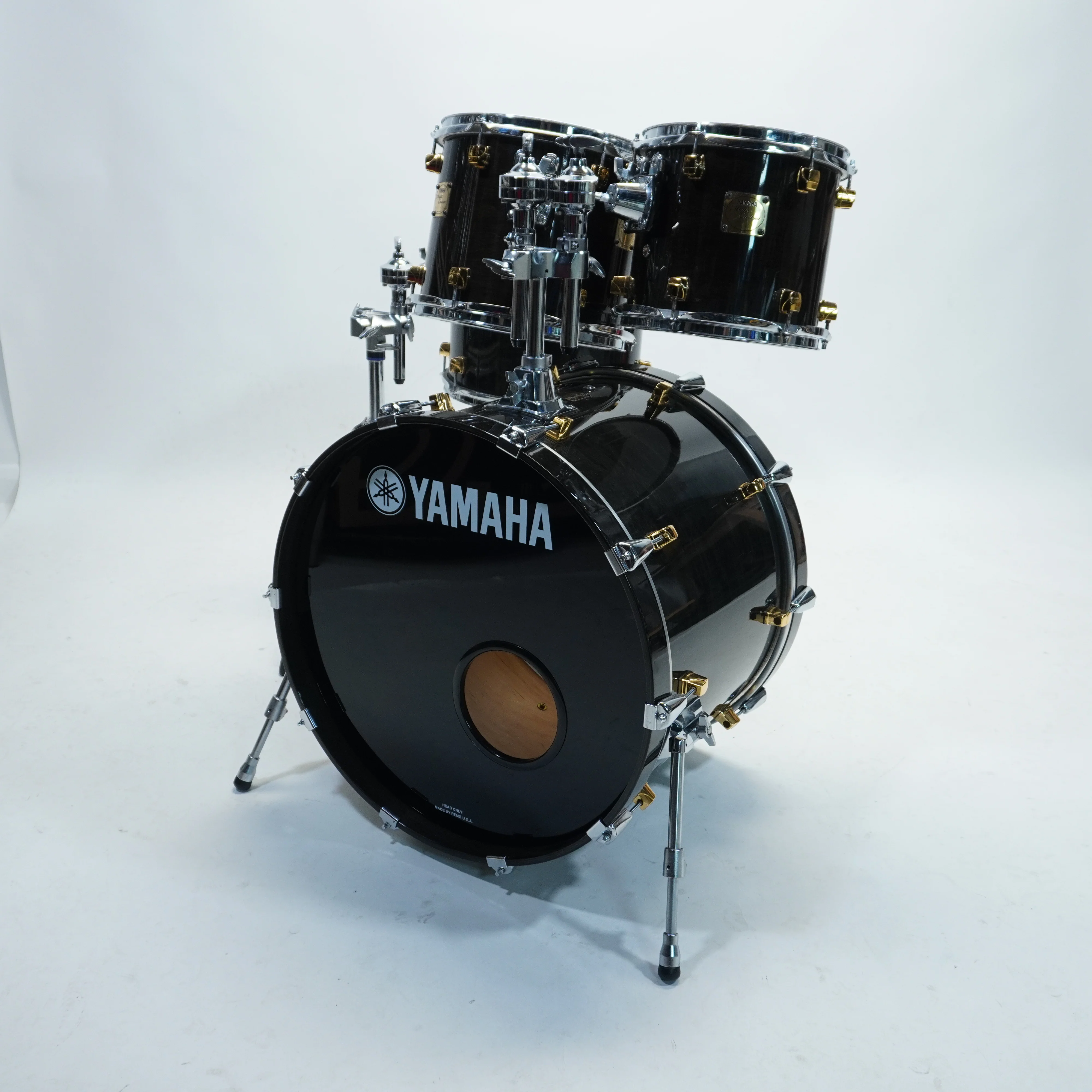 YAMAHA MAPLE CUSTOM 4-PIECE SHELL SET 22/10/12/14 IN BLACK LACQUER - Image 3