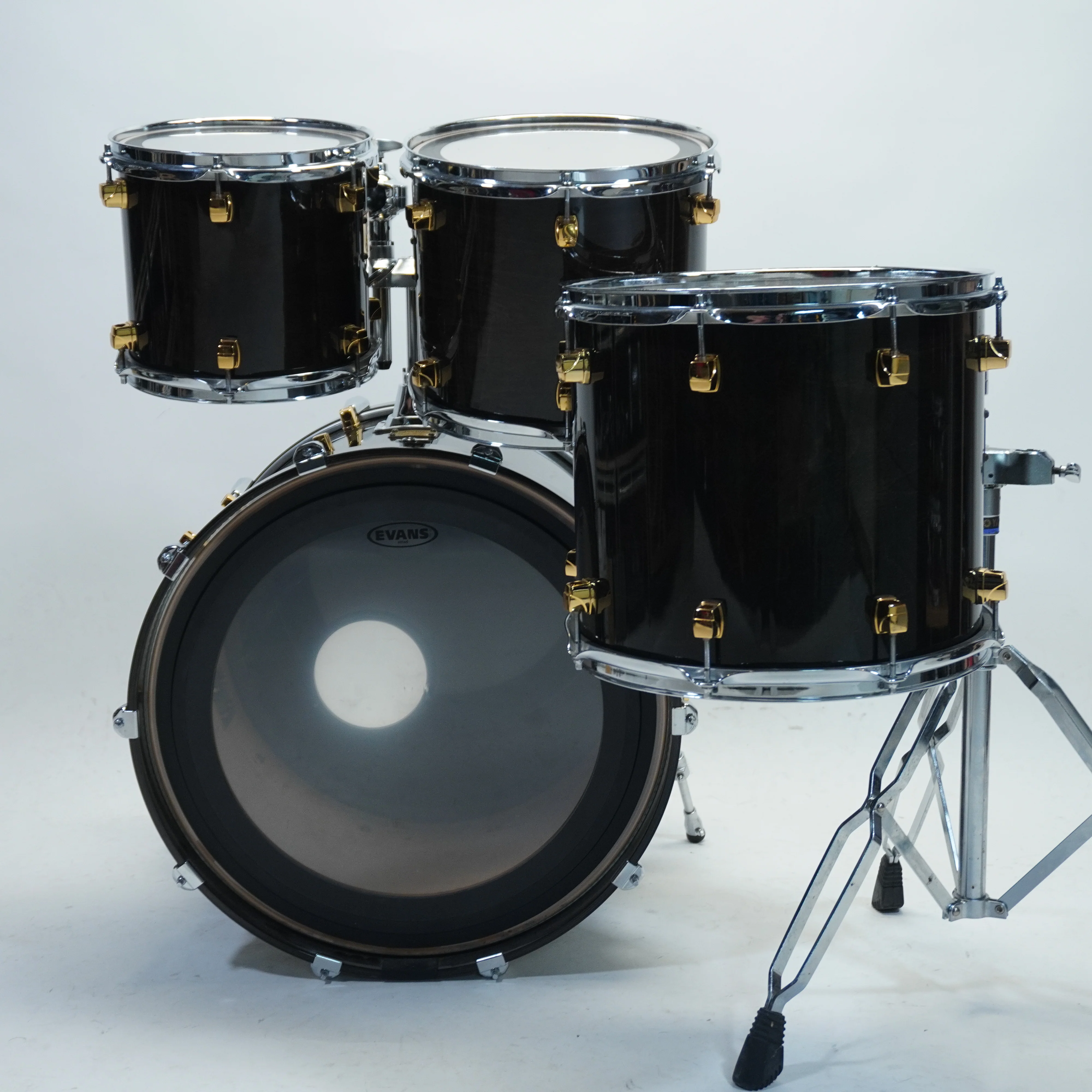 YAMAHA MAPLE CUSTOM 4-PIECE SHELL SET 22/10/12/14 IN BLACK LACQUER - Image 5