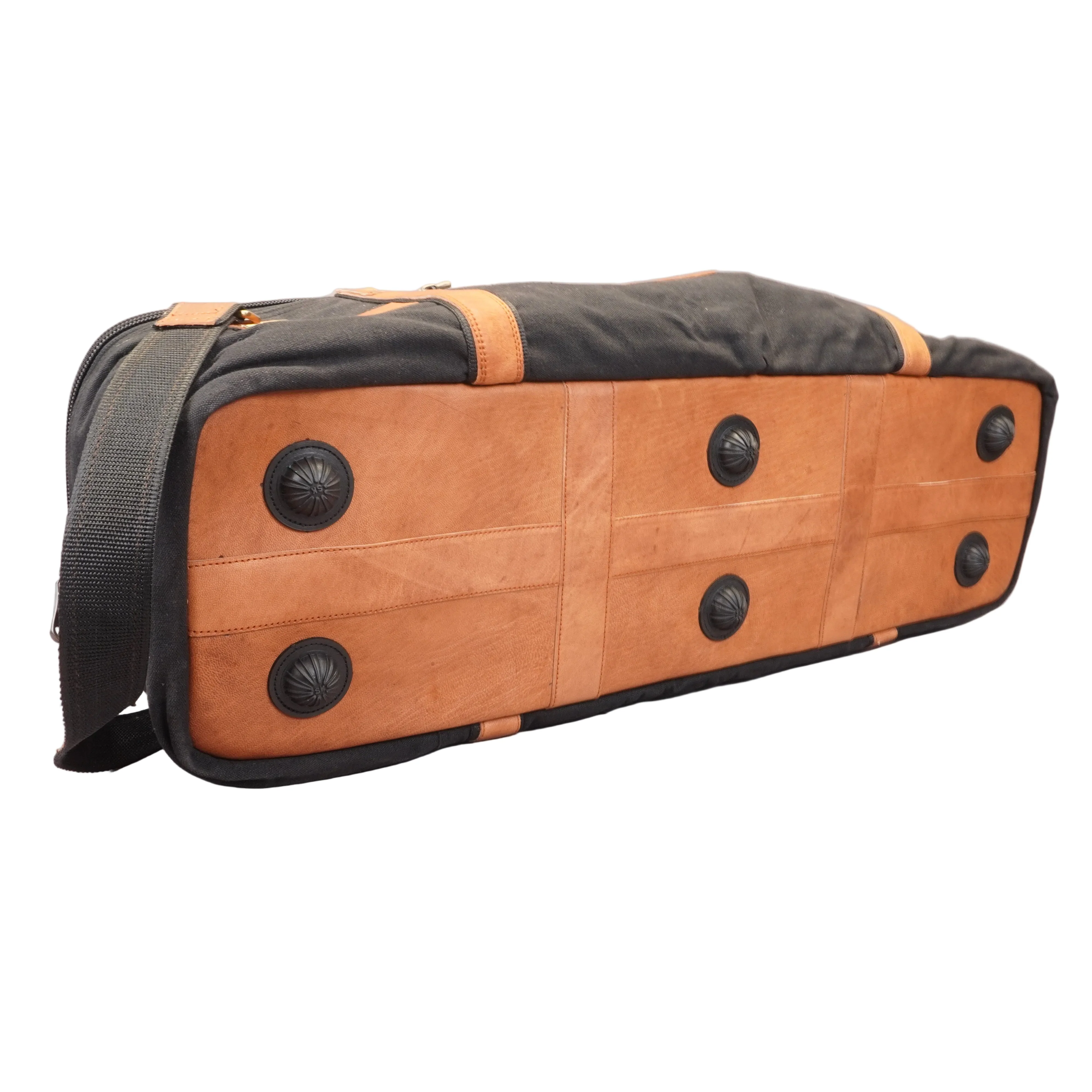 ZYN Luxury Canvas & Leather Hardware Bag - Black - Image 4